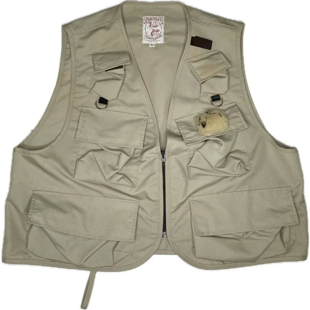 Vintage Sportflite Khaki Men’s Fly Fishing Vest, Size L